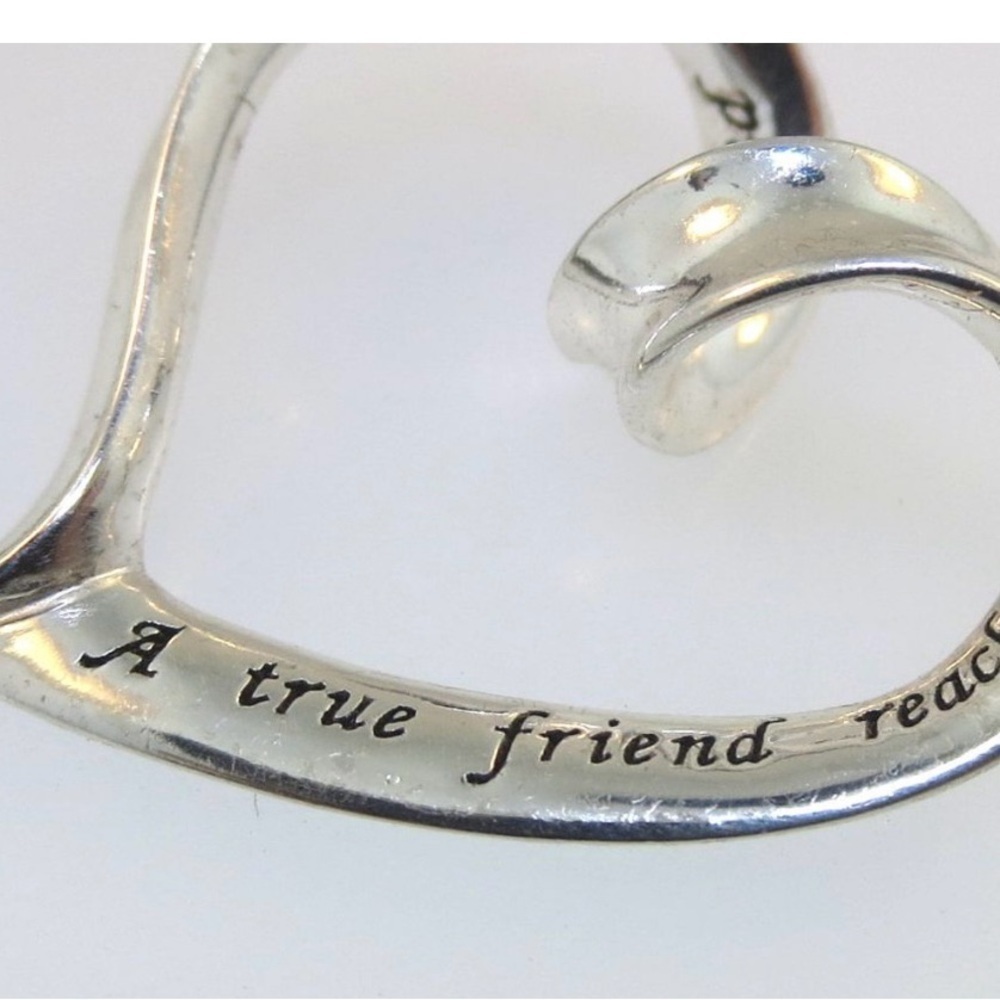 Sterling Silver LA Twisted Heart Slide Pendant Expression A True Friend - Picture 3 of 7